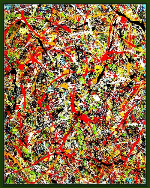 VIBRANT SPRING,   Pollock inspired, framed by Tomaž Gorjanc - Tomo