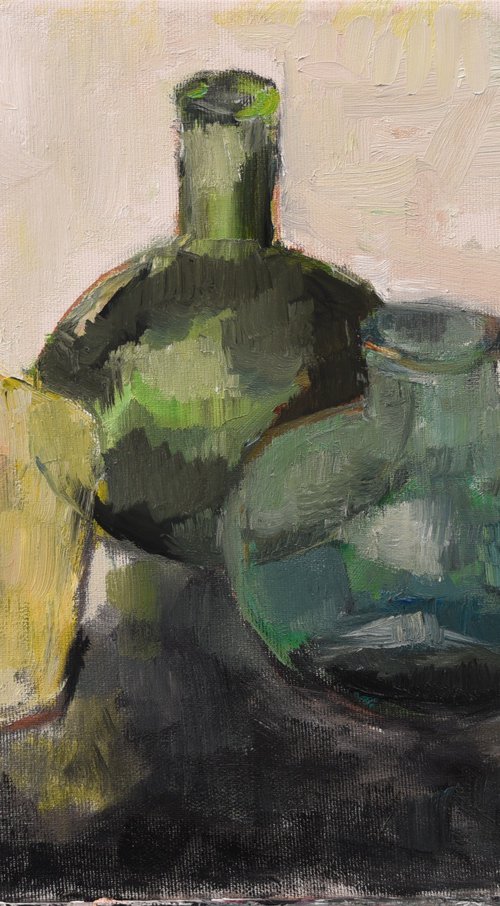 Still life with green glass by Elena Zapassky