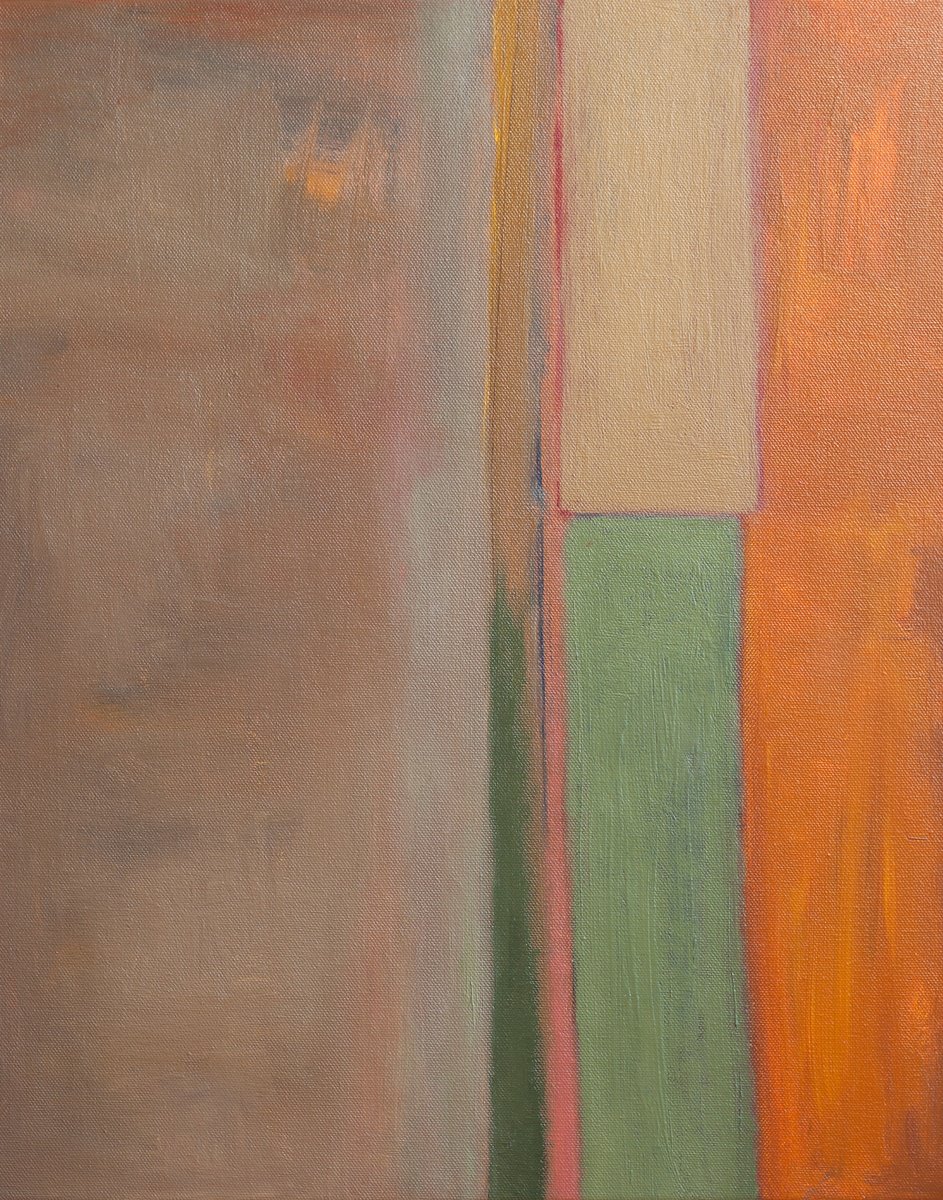 Abstract Landscape Oil Painting By Thomas Hjelm, 17 X 21", Into The Distance, Original Artwork