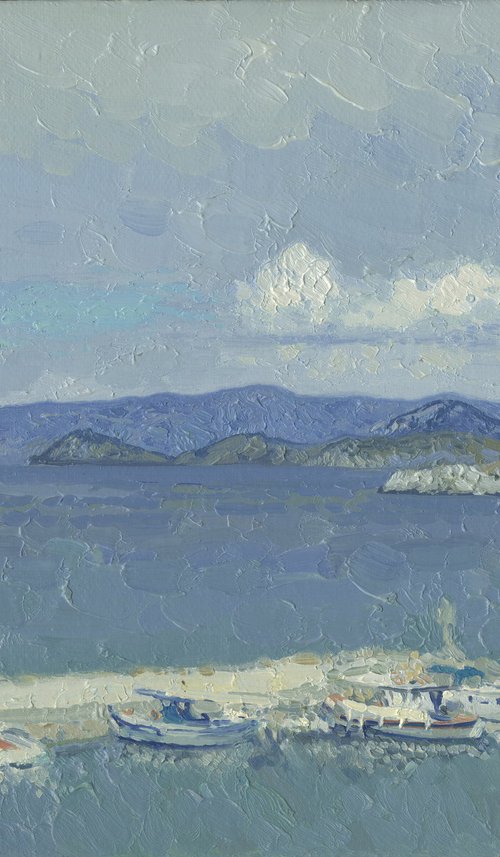 Cloudy. Yachts in the Bali port by Simon Kozhin