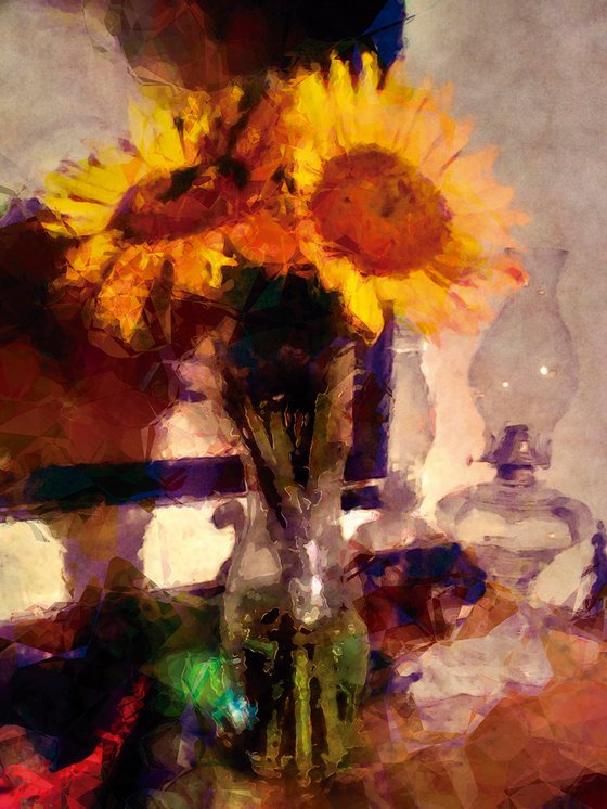 Girasoles y quinqué/XL large original artwork