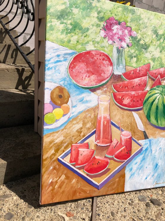 Still life with watermelon