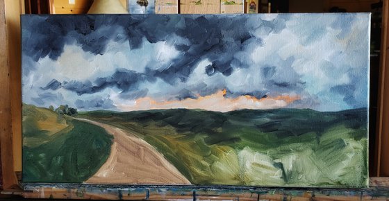 "Prairie Road Summer Storms" - Landscape - Storms - North Dakota