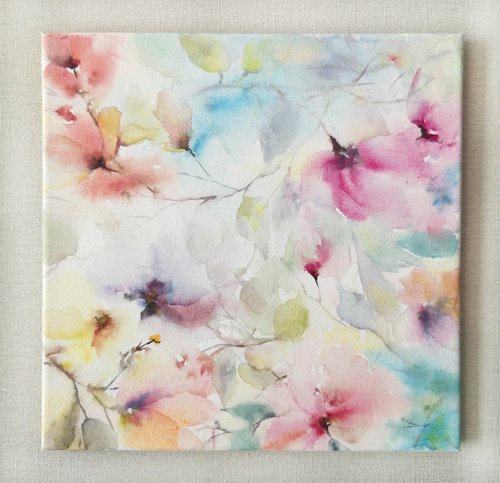 Small floral painting on canvas Let yourself dream!.. by Olga Grigo