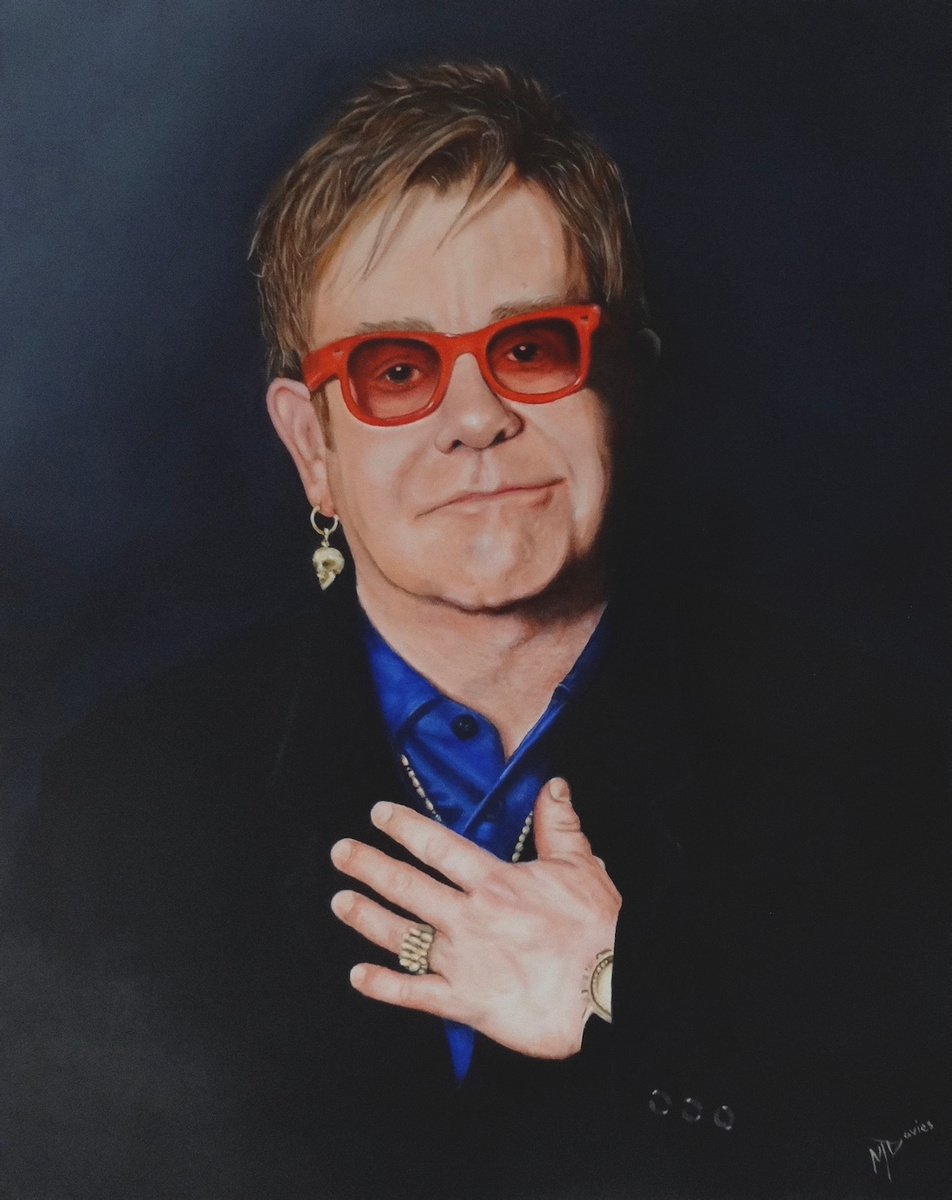Photorealistic Portrait Oil Painting By Mel Davies Original Art, 24 X 30", Sir Elton John, Original Artwork