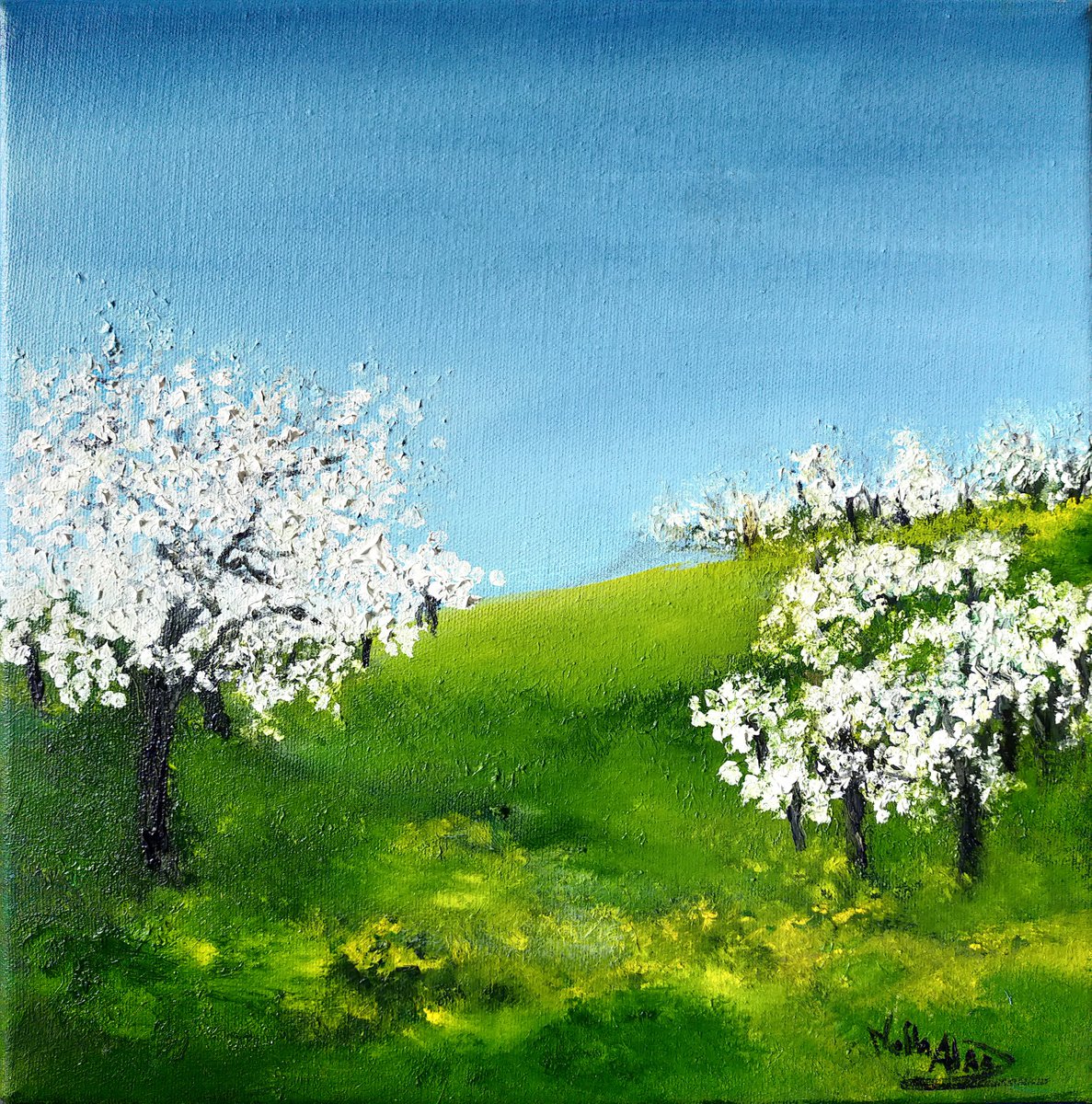 Almond trees in Blossom by Nella Alao