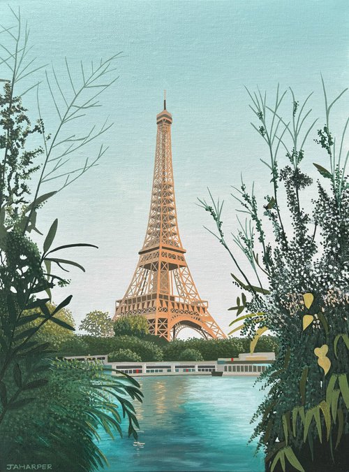 Eiffel Tower (with turquoise) by Jill Ann Harper