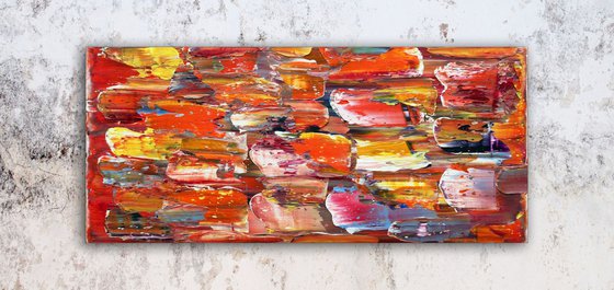 "Stop Pushing Me" - FREE SHIPPING to the USA - Original PMS Oil Painting On Reclaimed Wood - 36 x 16 inches