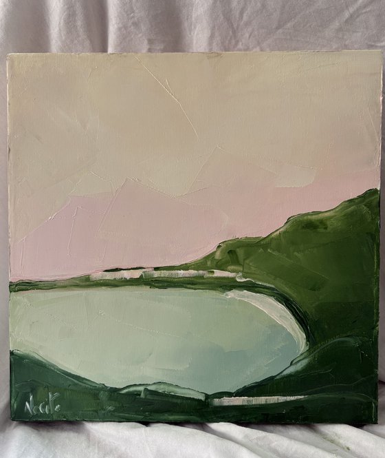 Minimal pastel coastal lagoon