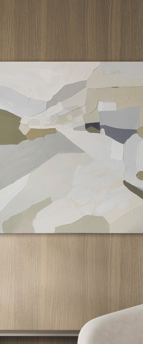 "Aura 4" Beige olive blue abstract art by Marine Boiko