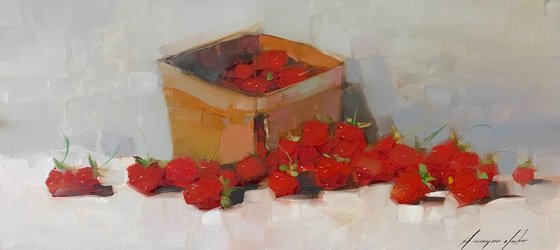 Strawberries, Original oil painting  Handmade artwork One of a kind