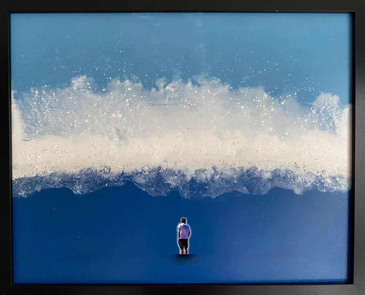 Surrealistic Landscape Painting By Stefano Pallara, 20 X 17", Peace Comes From Goodbyes N.5, Original Artwork