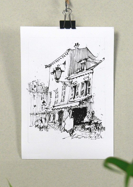 Paris, Montmartre, ink on paper.