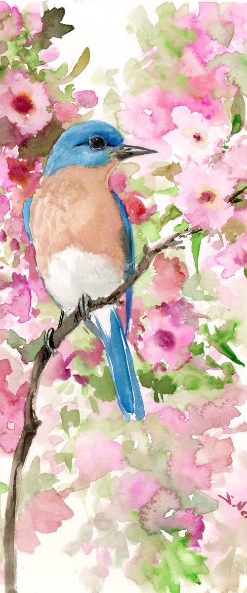 Bluebird and Cherry Blossom by Suren Nersisyan