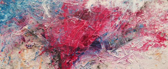 Love Masquerade 240cm x 100cm Pink Textured Abstract Art