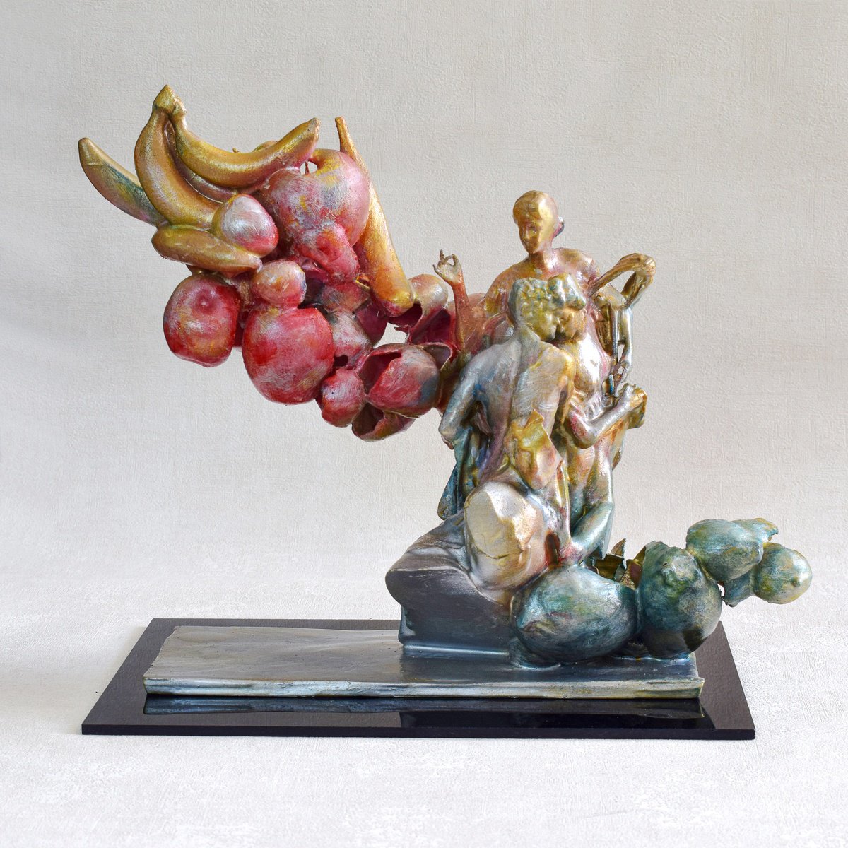 Surrealistic Portrait Sculpture By Nikolay Devnenski, 12 X 12", Fruitful Abundance, Original Artwork
