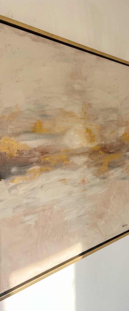 Contemporary Abstract Oil 100x100cm Gold Leaf by Abigail Wilson