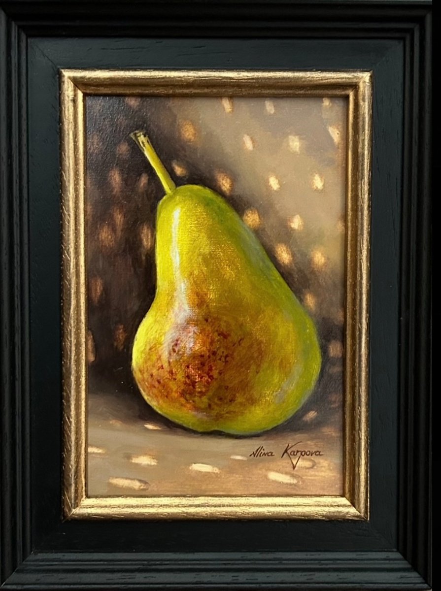 Photorealistic Still Life Oil Painting By Alina Karpova, 6 X 8, The Pear, Original Artwork