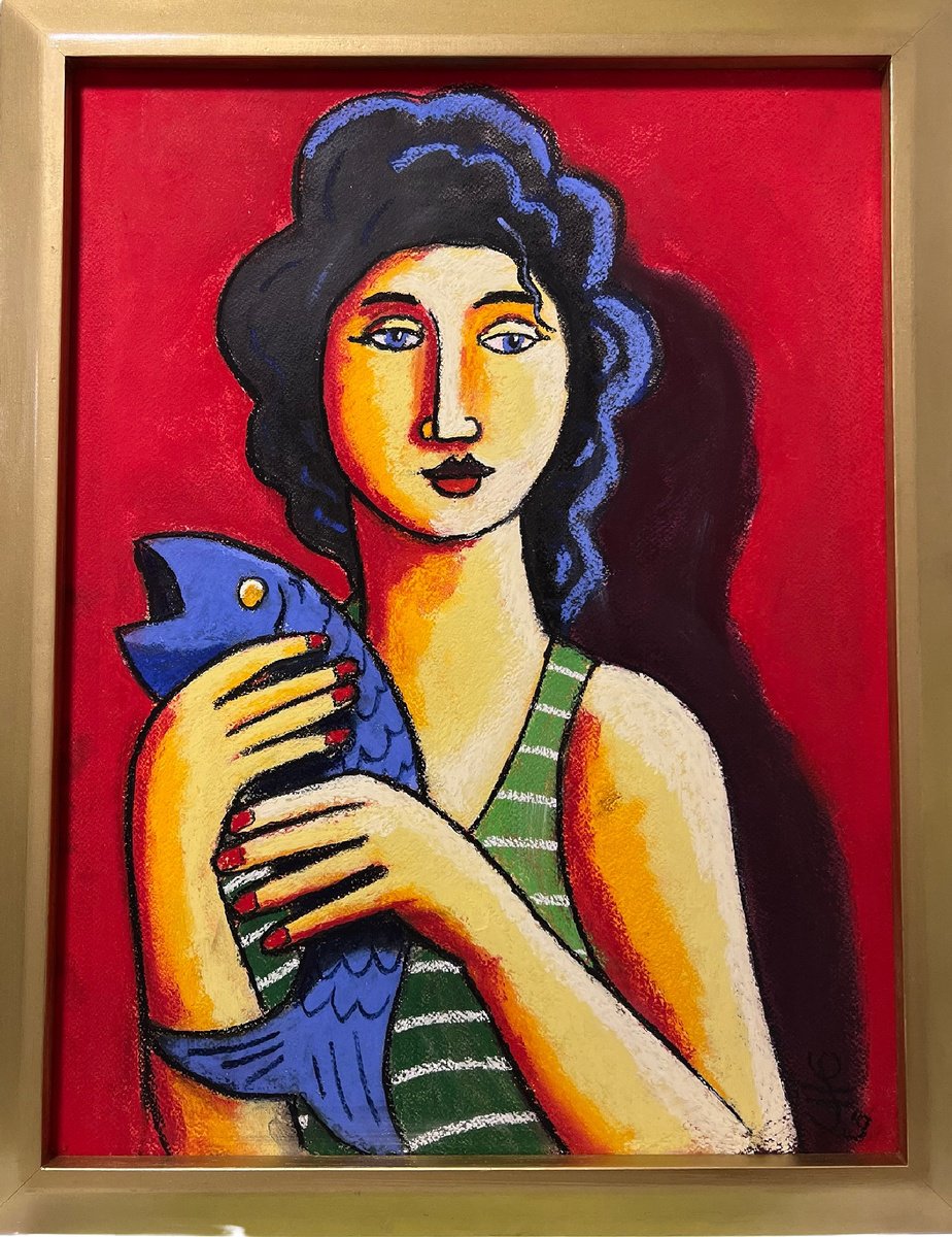 Woman with fish by Jacques Tange