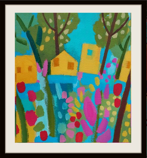 Yellow Houses by the River by Jan Rippingham