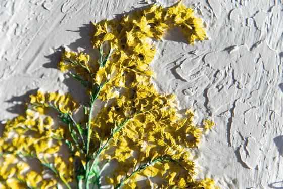 Goldenrod mixed media relief painting