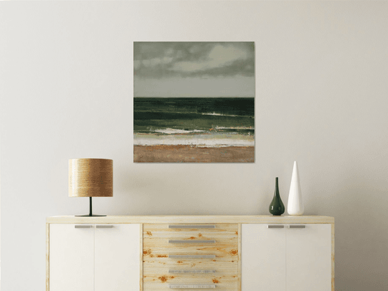 Green Sea 30x30 inch 76x76 cm by Bo Kravchenko