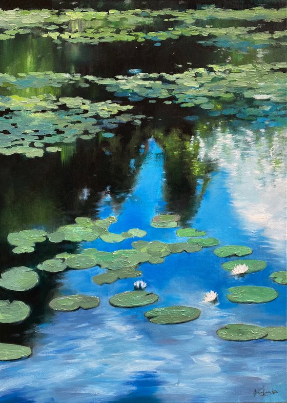 "Water-Lilies "original oil painting by Artem Grunyka