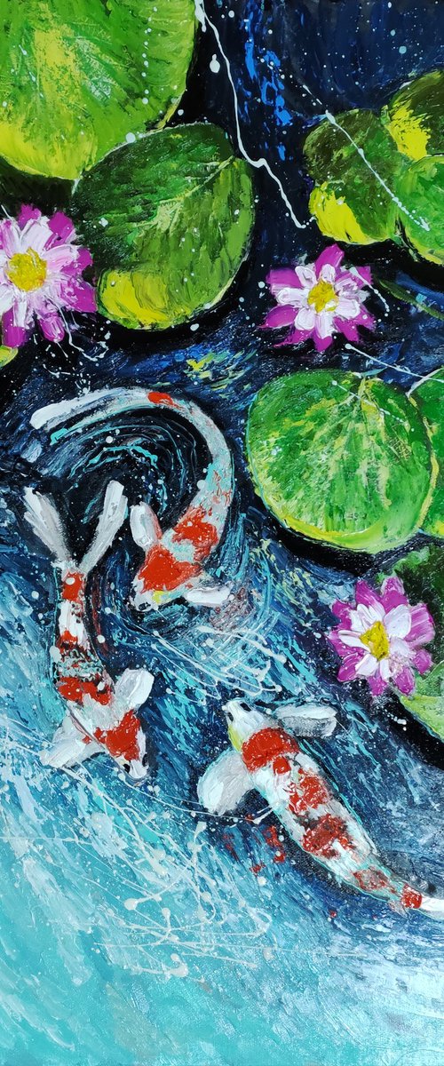 Water Lilies And Koi by Lilith Gurekhyan