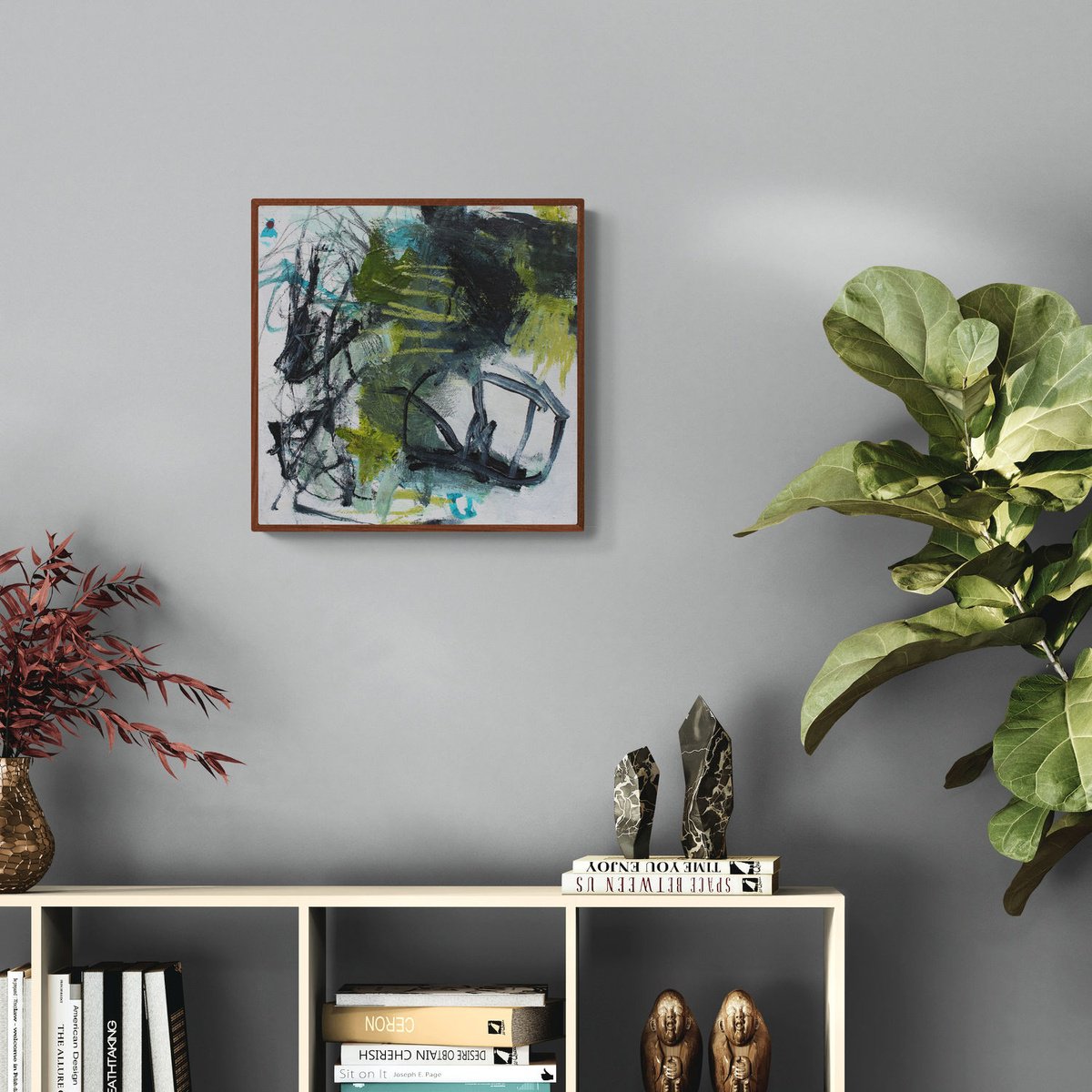 Expressive Abstract Painting By Daniela Schweinsberg, 12 X 12, Astgewirr, Original Artwork