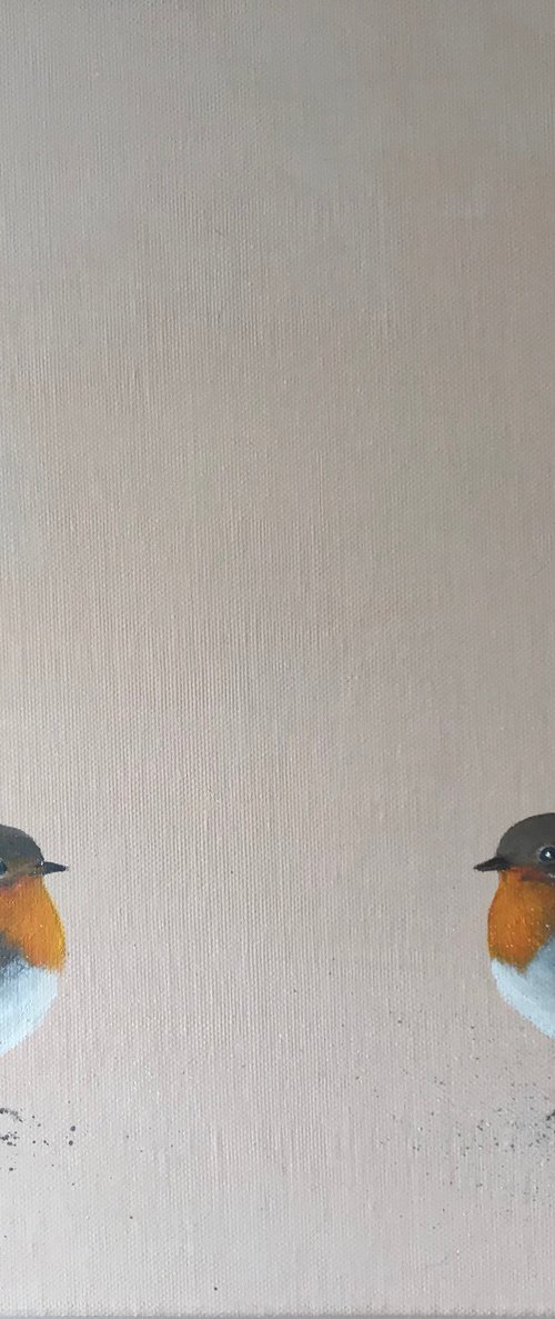 Two Little Robins ~ on white gold by Laure Bury