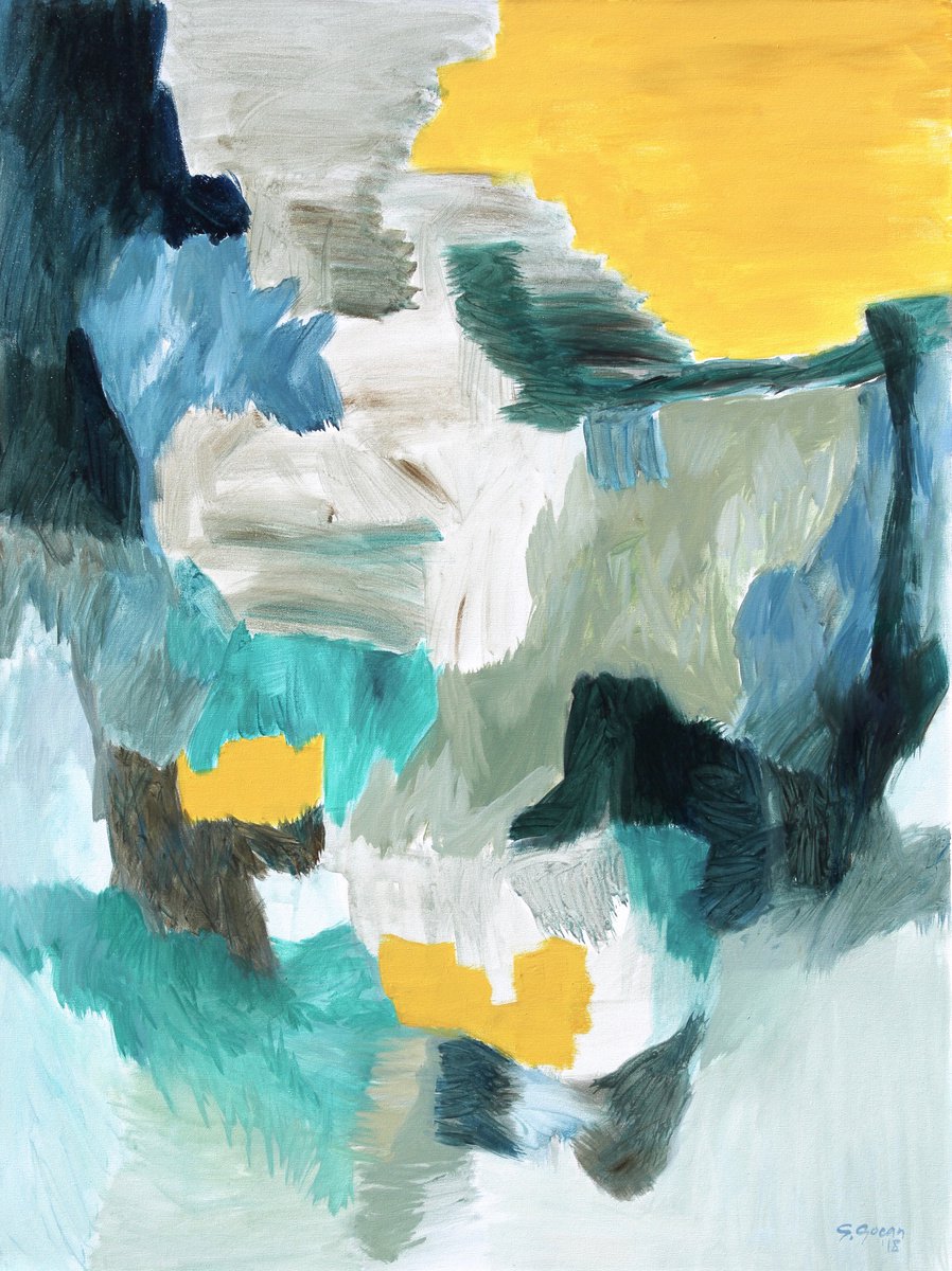 Abstract Acrylic Painting By Simona Gocan, 30 X 40", Far Away, Original Artwork