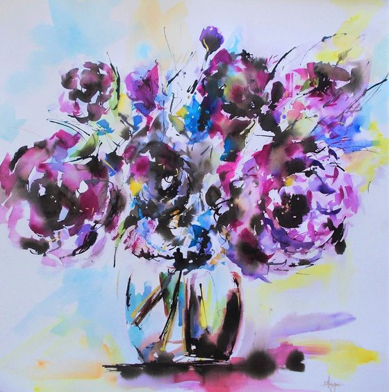 Peony Dream  - Watercolor Peonies In A Vase Painting