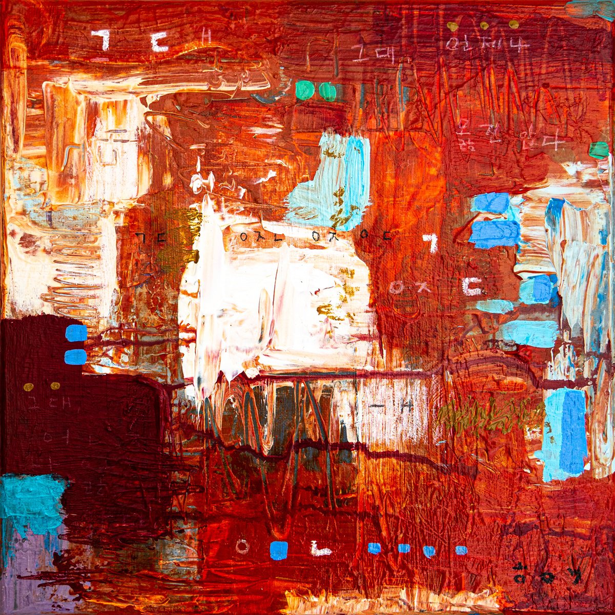 Abstract Acrylic Painting By Hyunah Kim, 12 X 12, O-Tu I, Original Artwork