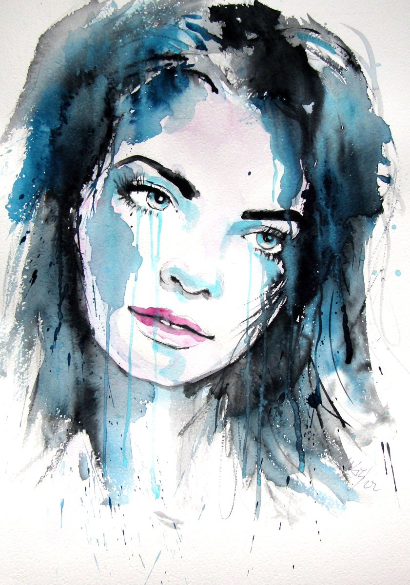 Impressionistic Watercolour , Beauty Girl By Kovacs Anna Brigitta, 14 X 20, Artwork For Sale On Artfinder
