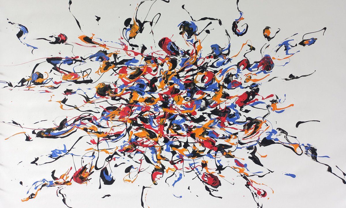 Abstract Acrylic Painting By Max Yaskin, 63 X 40", Expression 13 By M.y., Original Artwork