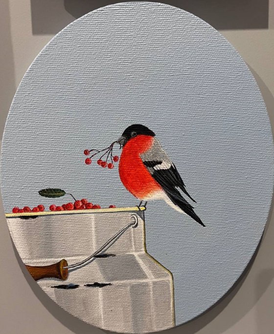 "Bullfinch" is 25x30 cm.