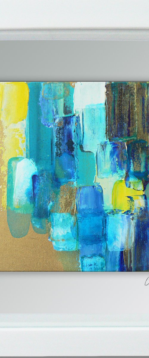 Framed ready to hang original abstract  - Deep water #16 by Carolynne Coulson
