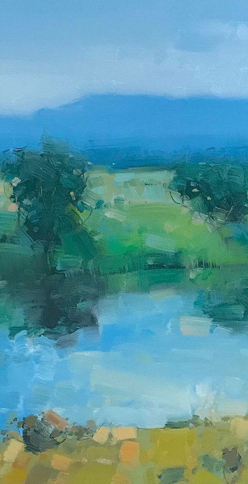 Lake View, Landscape, Original oil painting, One of a kind Signed by Vahe Yeremyan