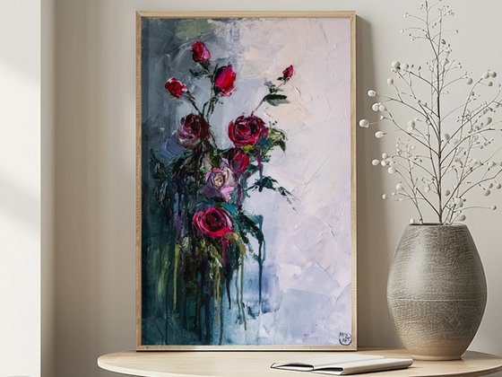 Red Rose Palette Knife Art