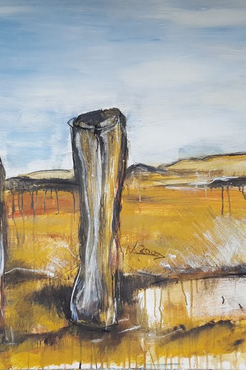 Sluice At The Sea - Large Landscape Painting XL 135 x 85 cm by Stefanie Rogge