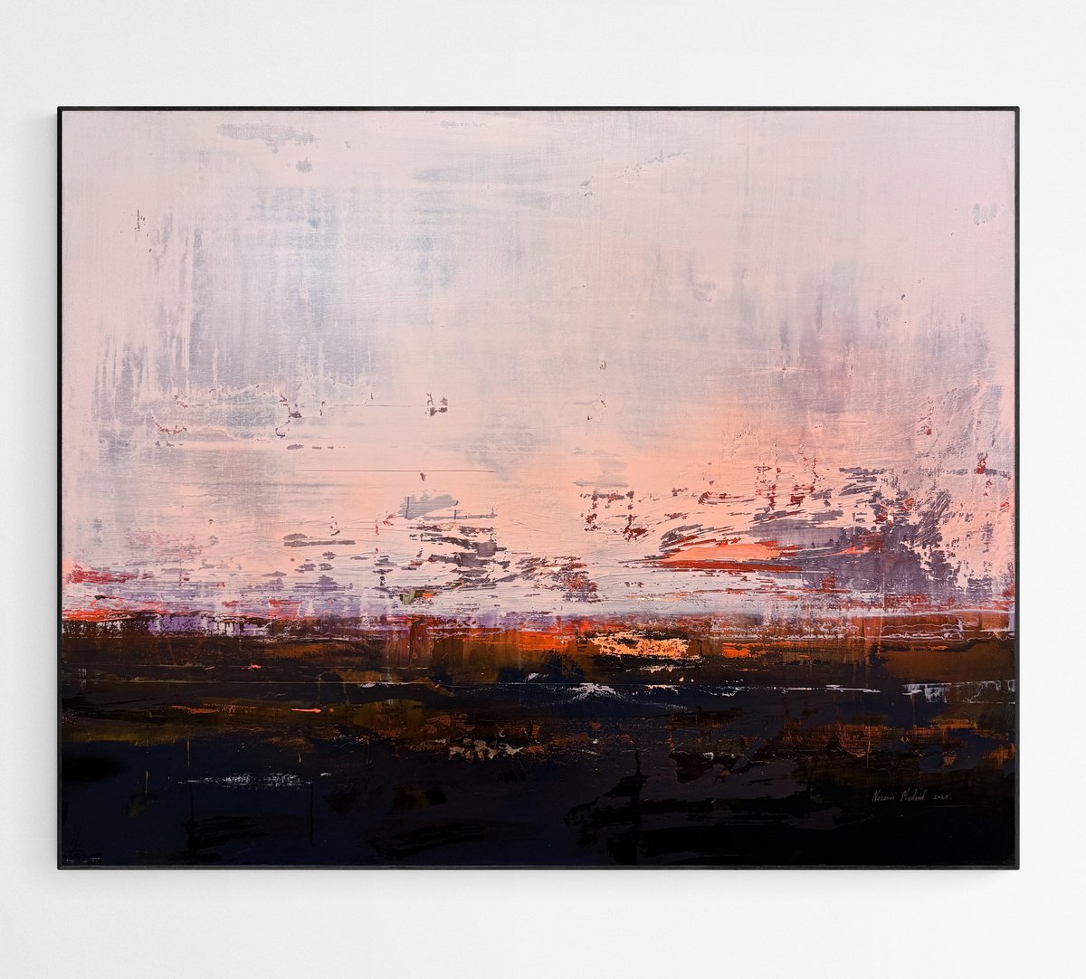 Abstract Acrylic Painting By Nazarii Medvid, 47 X 37", Depth Of Nature 396, Original Artwork