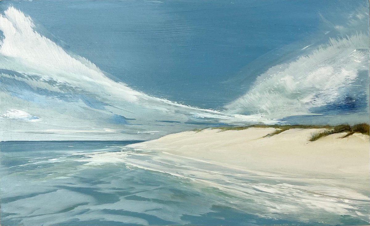 Impressionistic Landscape Oil Painting By Jane Skingley, 14 X 9, Sand Spit, Original Artwork