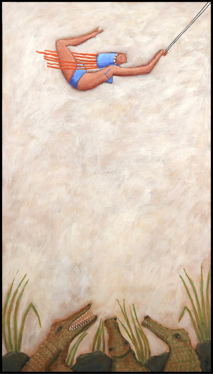 Landscape Acrylic Painting By Mariann Johansen-Ellis, 24 X 39", Ignorance Is Bliss, Original Artwork