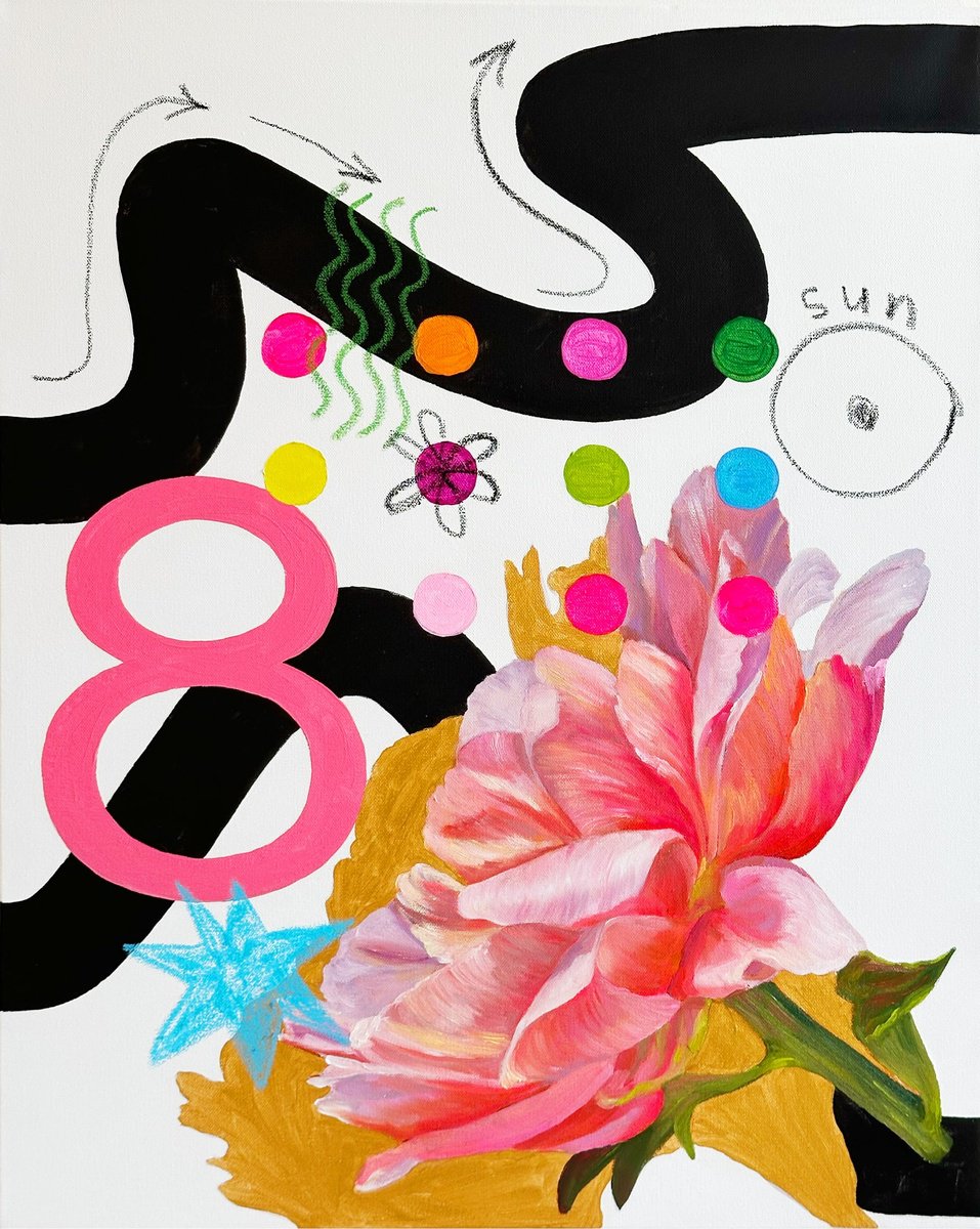 Botanical Oil Painting By Alena Sokolova, 22 X 28, Twelve Months, (8/12), Sun, Original Artwork