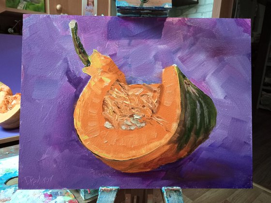 Large piece of pumpkin. still life