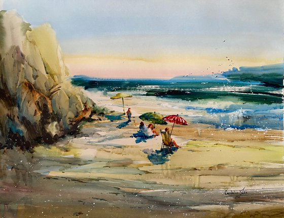 Sold Watercolor "Beach time” perfect gift
