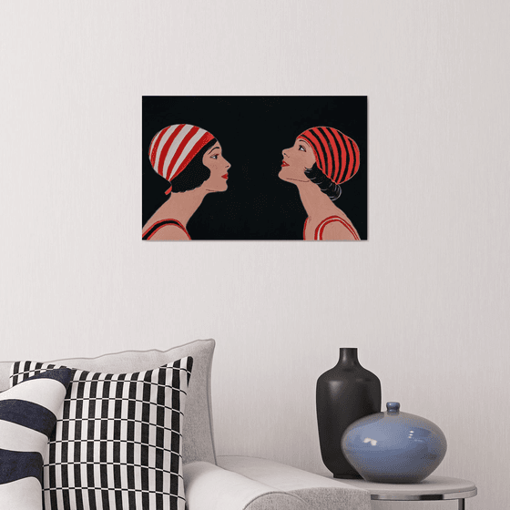 Two Happy Girl in Red