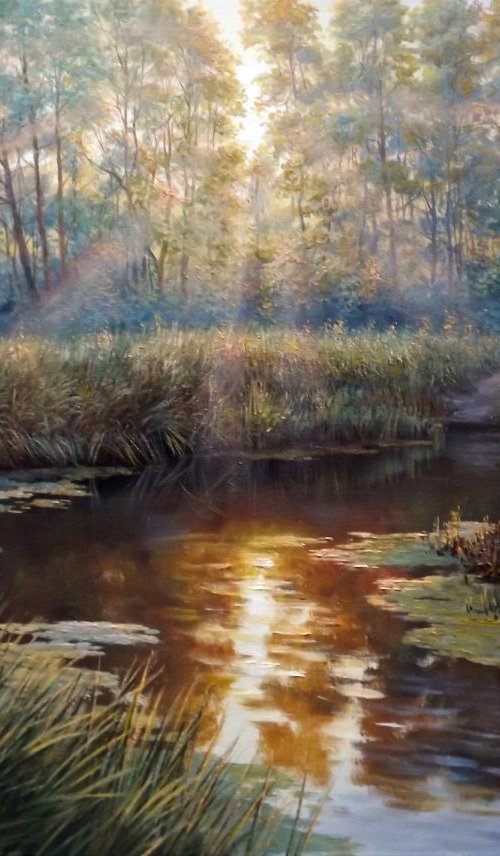 Sunrise over the river by Oleg Riabchuk