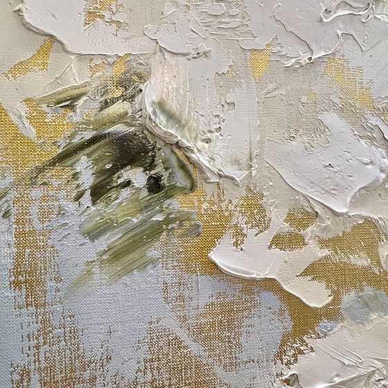 Gold and White Abstraction Peonies.