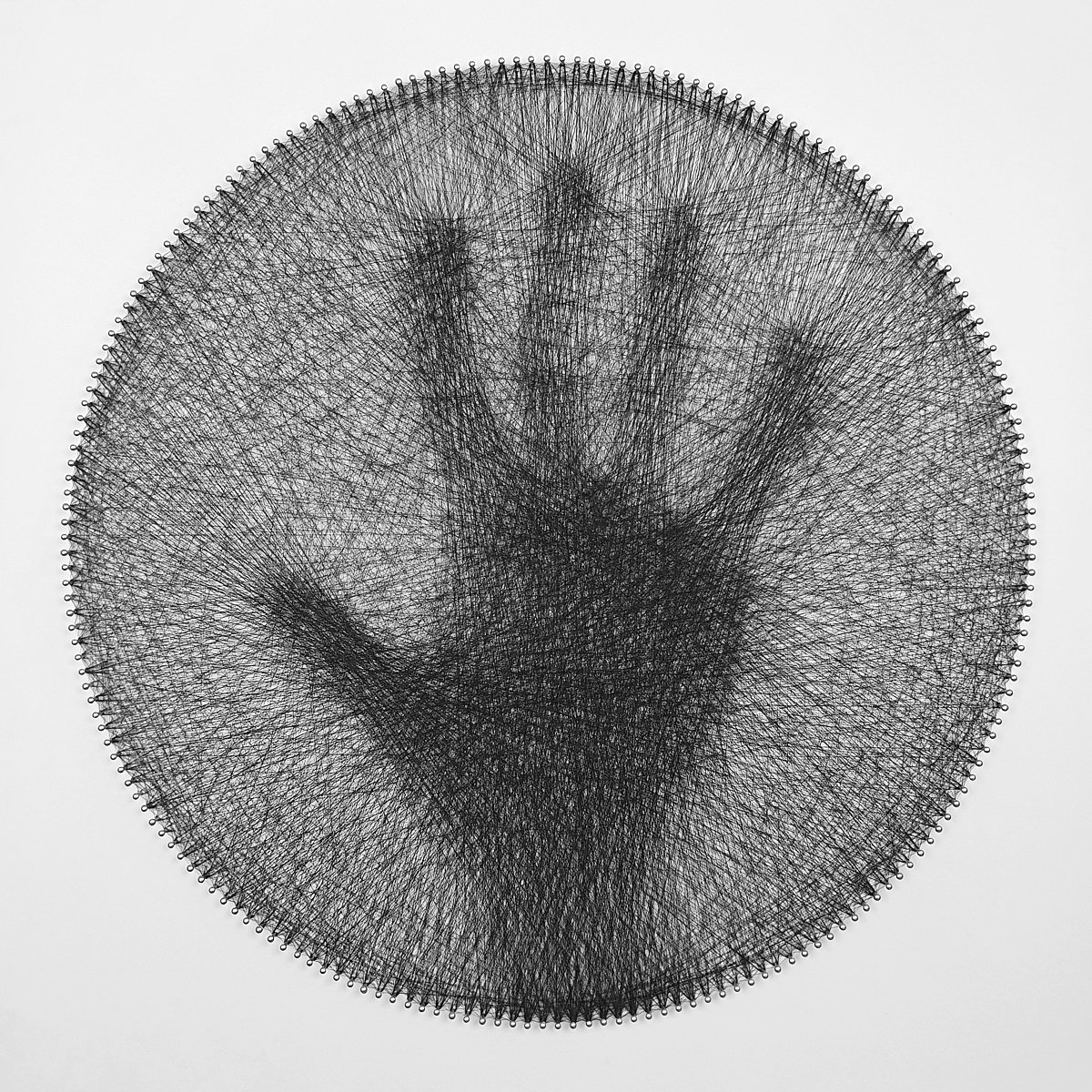 Expressive Abstract Sculpture By Andrey Saharov, 22 X 22, Implicit Presence String Art, Original Artwork